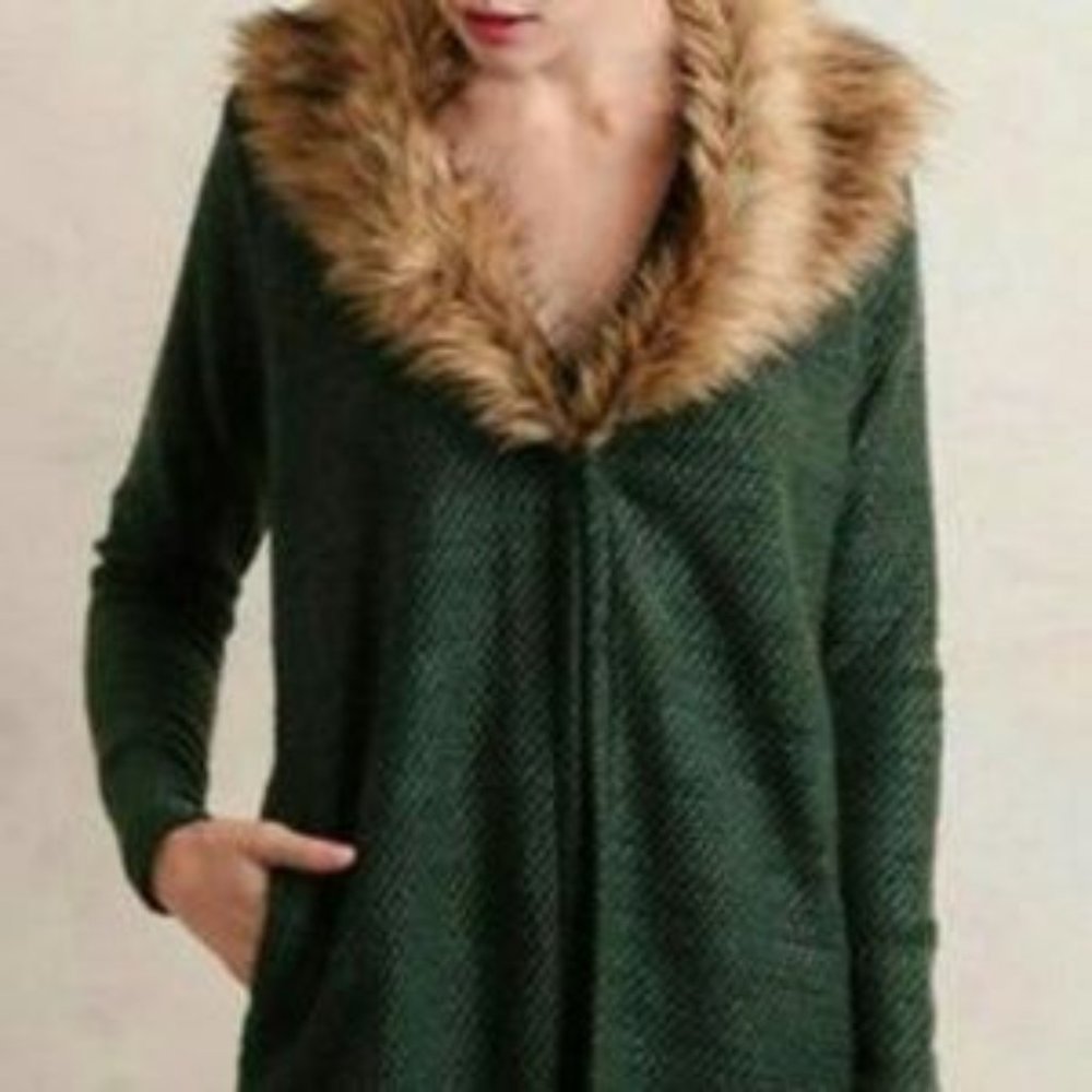 Spice Girls Green Faux Fur Collar Sweater Jacket